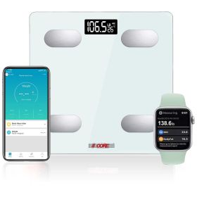 Smart Digital Bathroom Weighing Scale with Body Fat and Water Weight for People, Bluetooth BMI Electronic Body Analyzer Machine, 400 lbs.5 Core